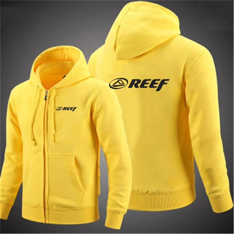 2024 Fashion Fitness Reef Hoodie Spring and Autumn Outdoor Sports Loose Tops Men's Street Style Zipper Coat Oversized Clothes