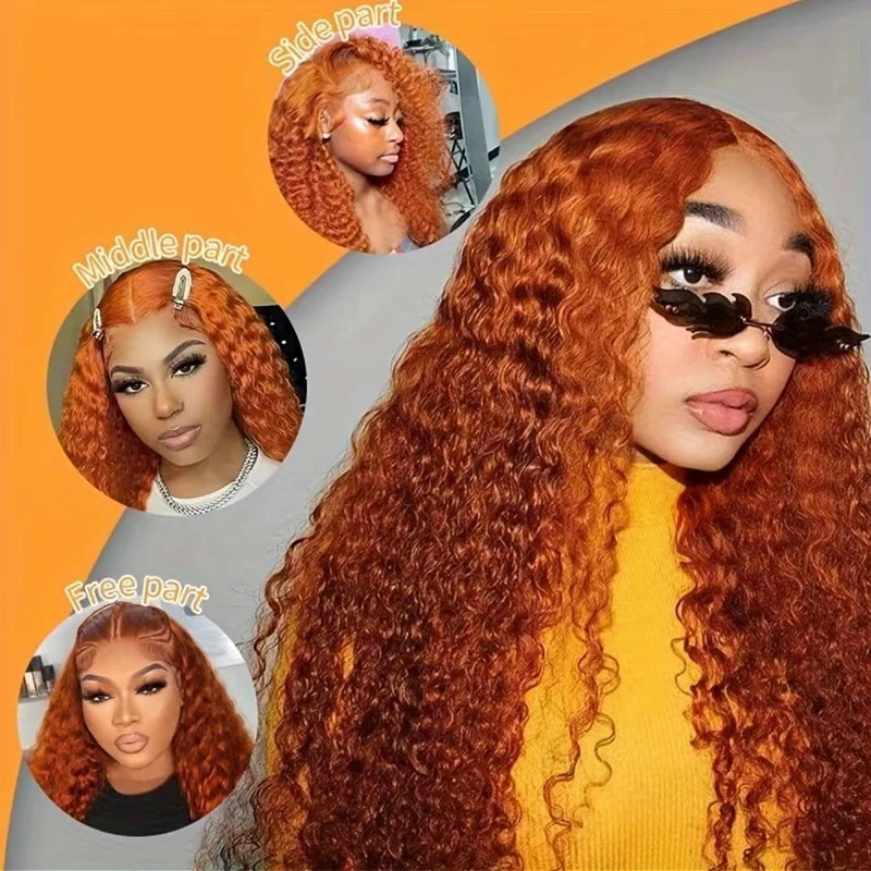 Nexora 350 Ginger Deep Wave Human Hair Wig 30 Inch 13x4 Lace Front  Wig Water Wave 13x6 Frontal For Women Curly Wigs Hd Lace