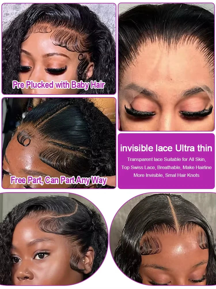 40 Inch HD Transparent Lace Front Human Hair Wigs Deep Wave  Wigs Remy Curly Human Hair Wig 13x4 13x6 Frontal Wigs