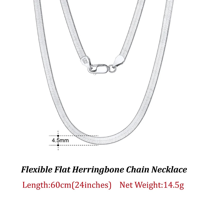 ORSA JEWELS 925 Sterling Silver 3mm Gold Flexible Flat Chain Herringbone Snake Chain Necklace for Women Neck Chain Jewelry SC35
