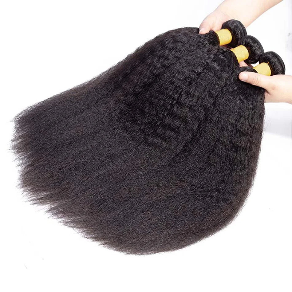 2 3 4 Bundles Kinky Straight Peruvian Hair Weave Bundles Raw Human Hair Bundle Virgin Remy Extensions For Women Coarse Yaki Weft