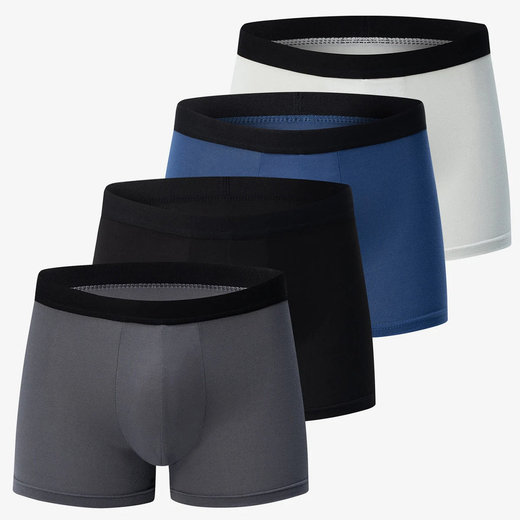 4-piece MEN'S Underwear Comfortable and Fashionable Plus-size Printed Boyshort Maximum 6XL Swimming Trunks for Teenagers.