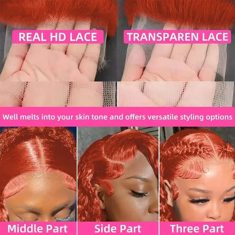 Nexora 350 Ginger Deep Wave Human Hair Wig 30 Inch 13x4 Lace Front  Wig Water Wave 13x6 Frontal For Women Curly Wigs Hd Lace