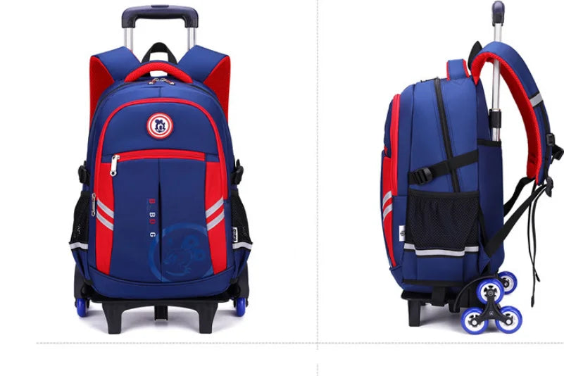 Children School Trolley Bags Wheeled Backpack for boys Schoolbags with wheels Travel Trolley Bags For boys Satchels 6 Wheels