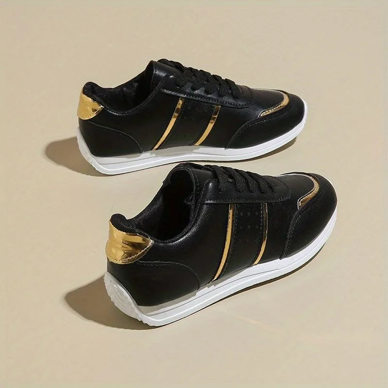 new arrival sneakers for women's vulcanize shoes black golden sports casual designer shoes for woman white trainers