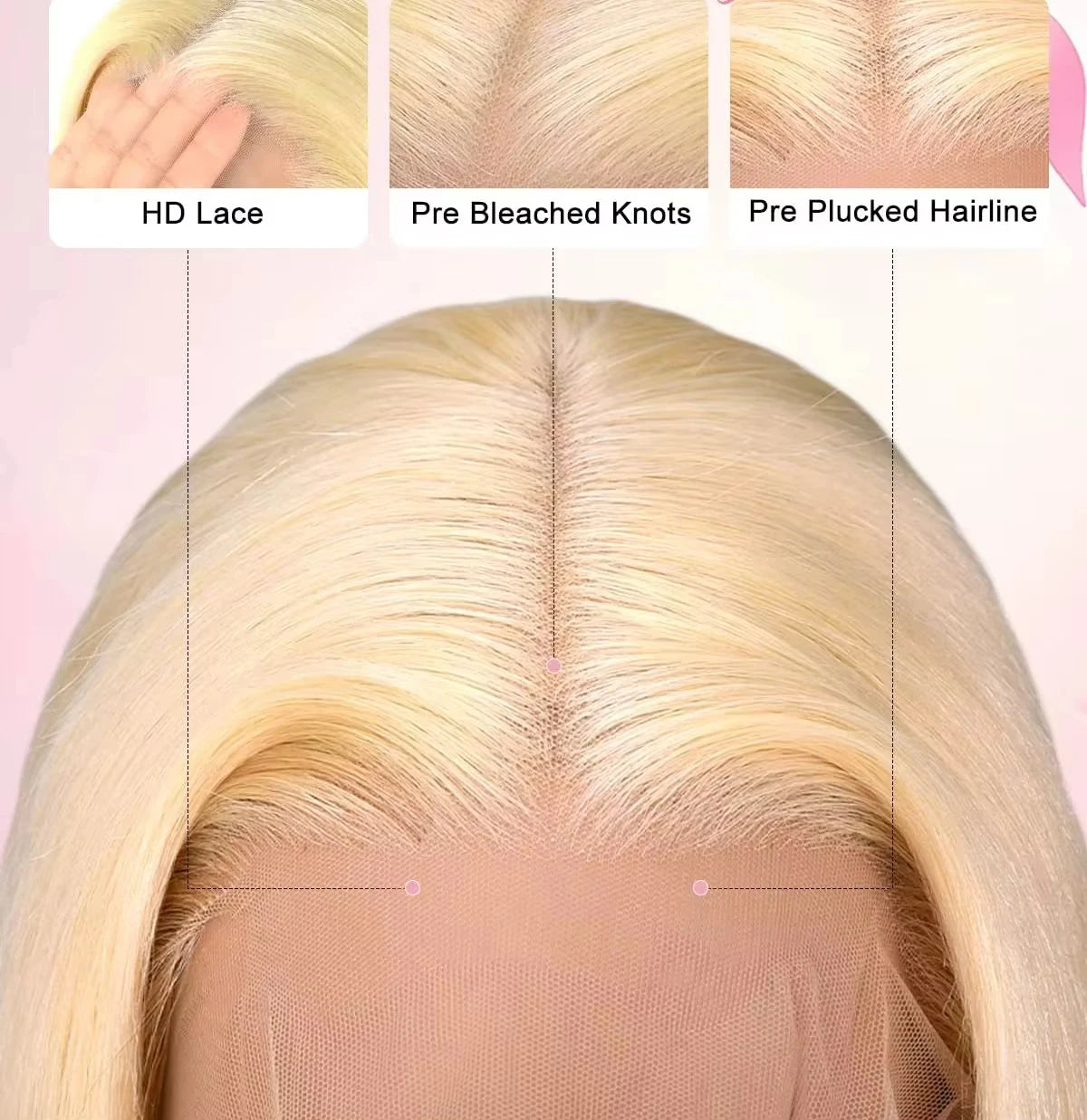 Nexoro Female 613 Blonde Straight Human Hair Wig 13x4 Lace Front Pre Plucked Baby Hair Natural Hairline Brazilian Hd Lace