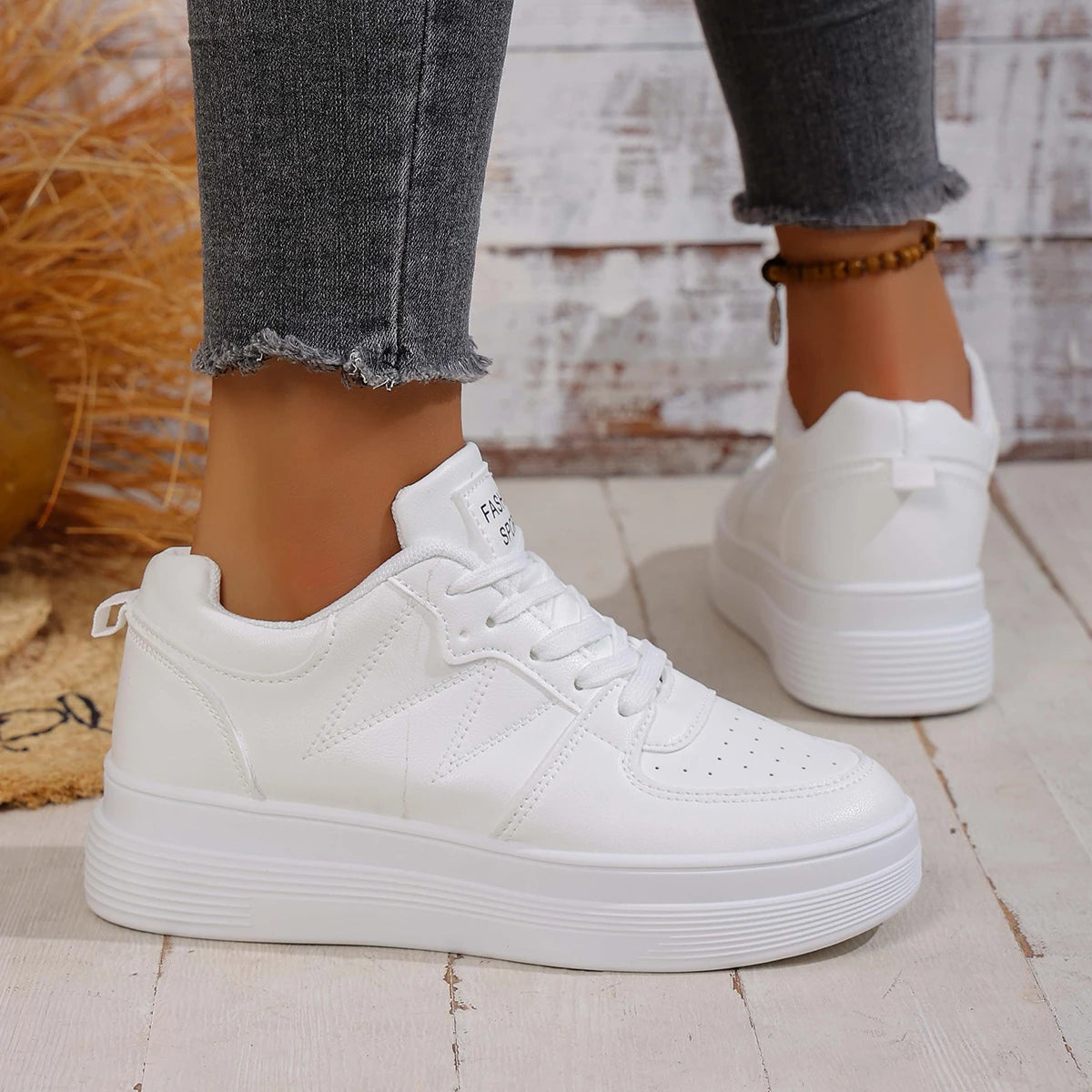 2025 Women Sneakers Casual Low Top PU Leather Sneakers Women Korean Version Shoes Thick Bottom Heightening Sports Shoes Women