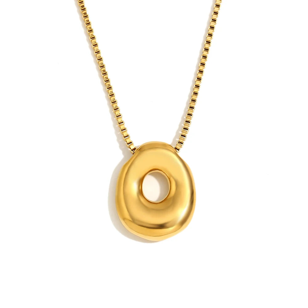 E.B.belle Large Size Bubble 26 Letter Pendant Necklace 18K Gold Plated Hypoallergenic Decoration Alphabet Neck Jewelry