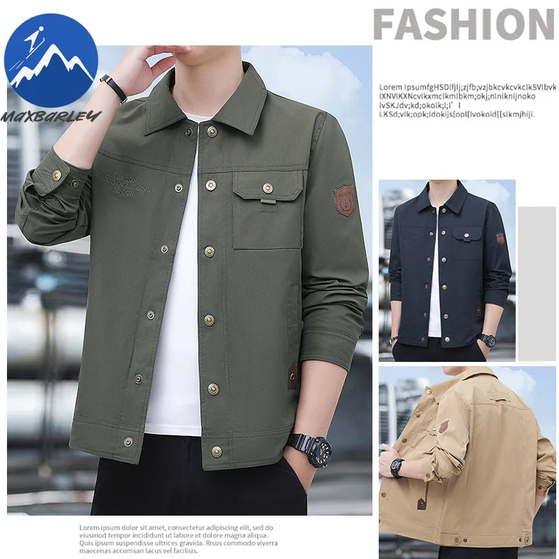 Cargo Jackets 2025 Autumn Men Casual Windbreaker Fashion Working Jacket Coat Male Baseball Jackets Camping Outerwear Man Clothes