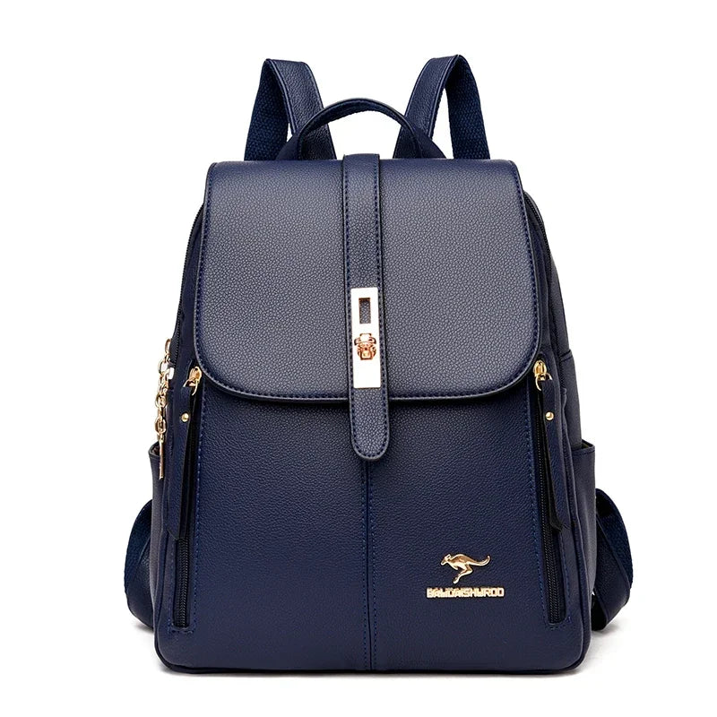 Luxury Women Leather Backpacks for Girls Casual Daypack Black Vintage Backpack School Bags for Girls Rucksack