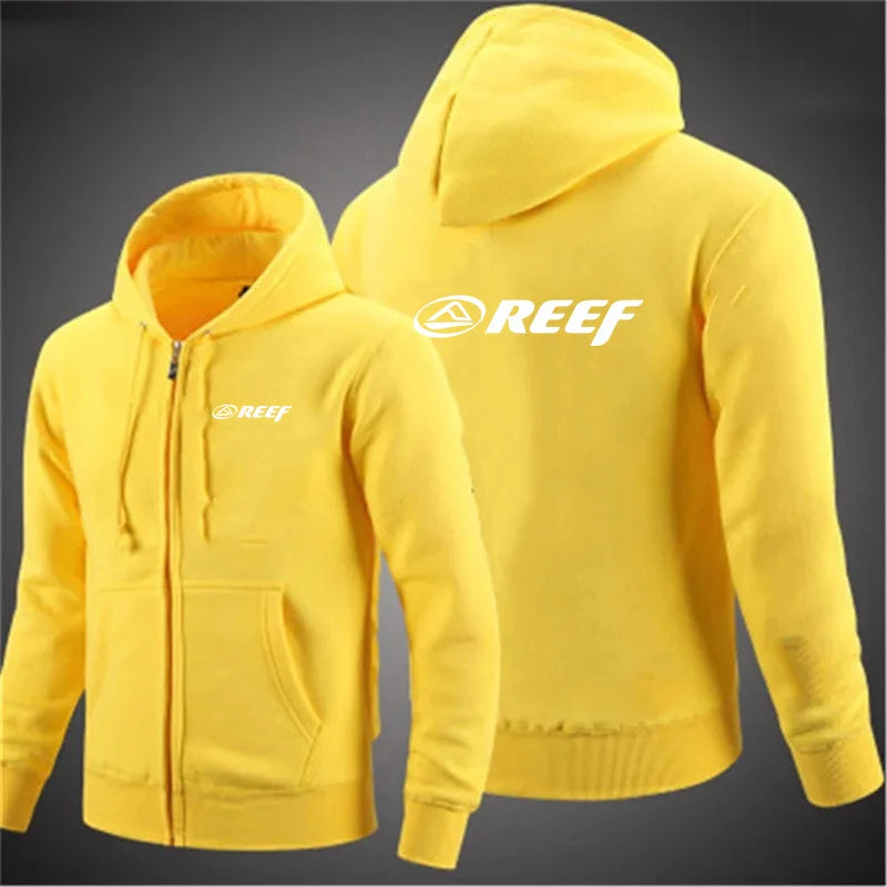 2024 Fashion Fitness Reef Hoodie Spring and Autumn Outdoor Sports Loose Tops Men's Street Style Zipper Coat Oversized Clothes