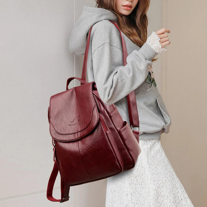 9 Color Women Soft Leather Backpacks Vintage Female Shoulder Bags Sac a Dos Casual Travel Ladies Bagpack Mochilas School Bags