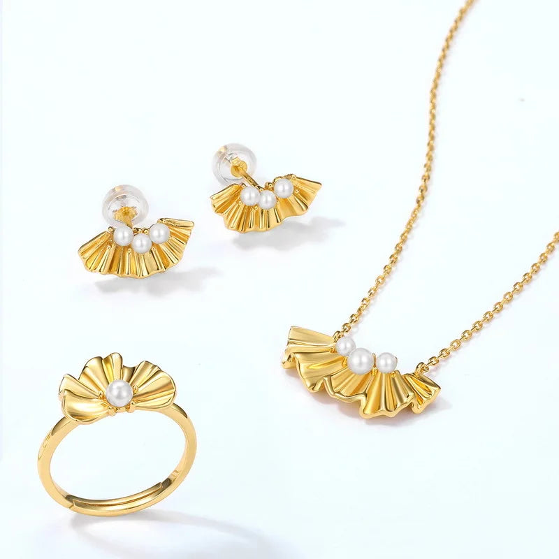Romantic Gesang Flower Shell Bead 18K Gold PT950 Platinum Necklace Silk Neck Chain Silver Plated 7-Layer Gold