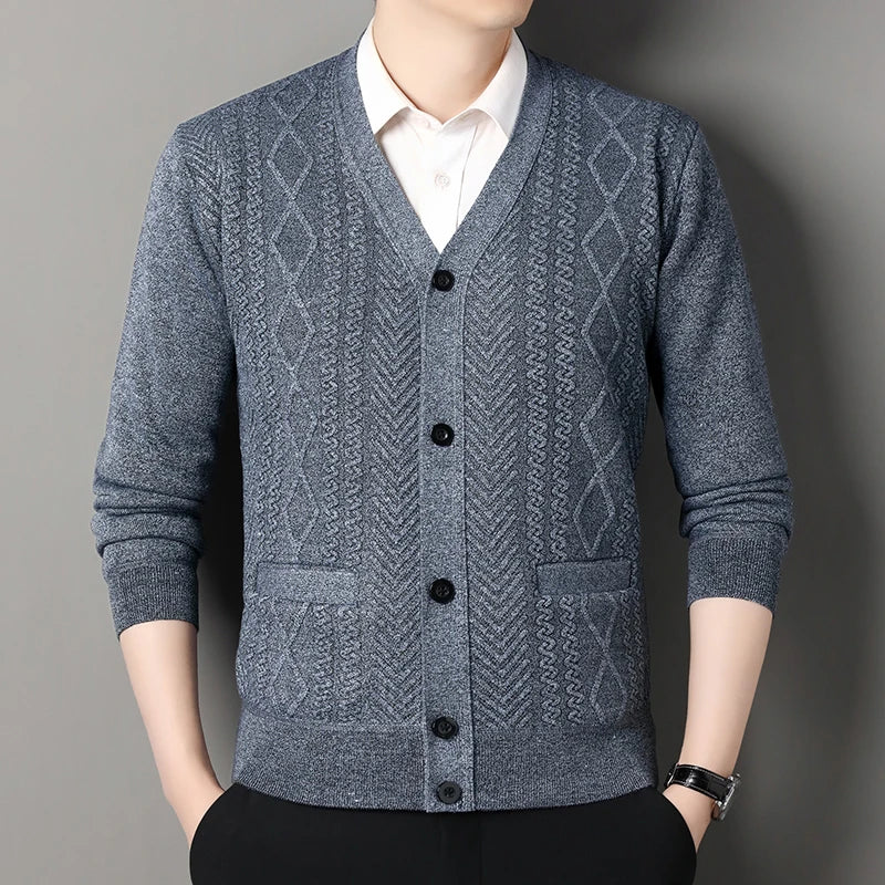 Men's Casual Cardigan Jacket V-neck Sweater Men's Autumn Winter Clothes Button Knit Cardigans Mens Knitting Sweaters Outwear