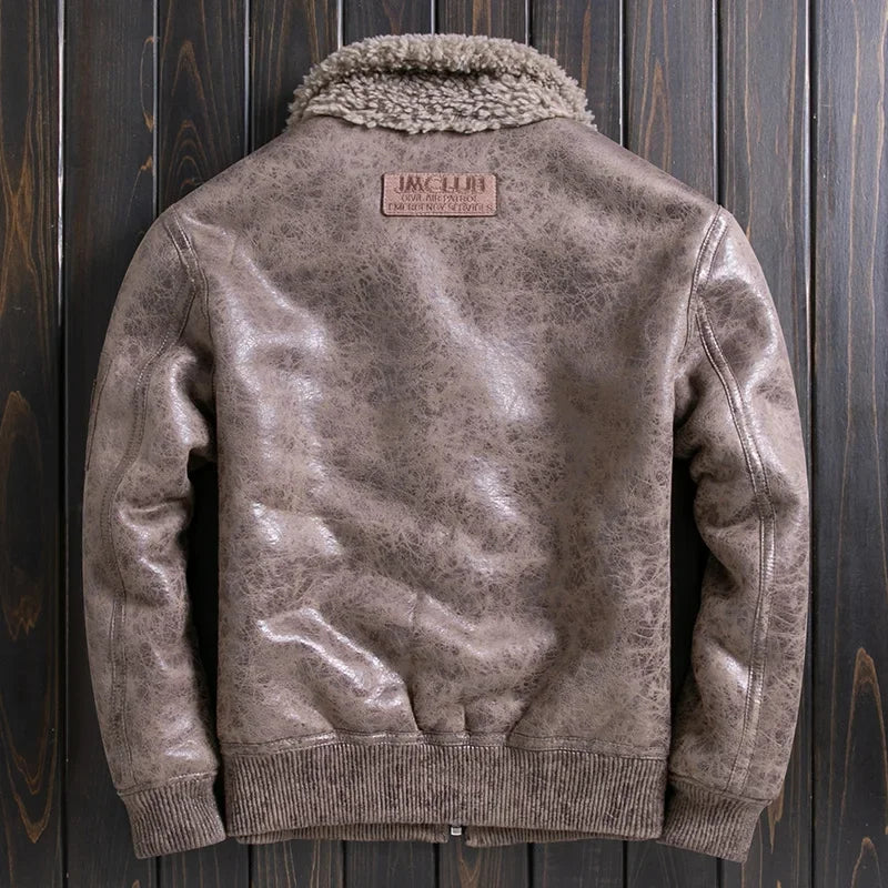 2023 New Sheep Fleece Men's Fur Jacket Men Short Flip Collar Wool Real Fur Coat for Men Motorcycle Air Force Jackets Casacas FCY