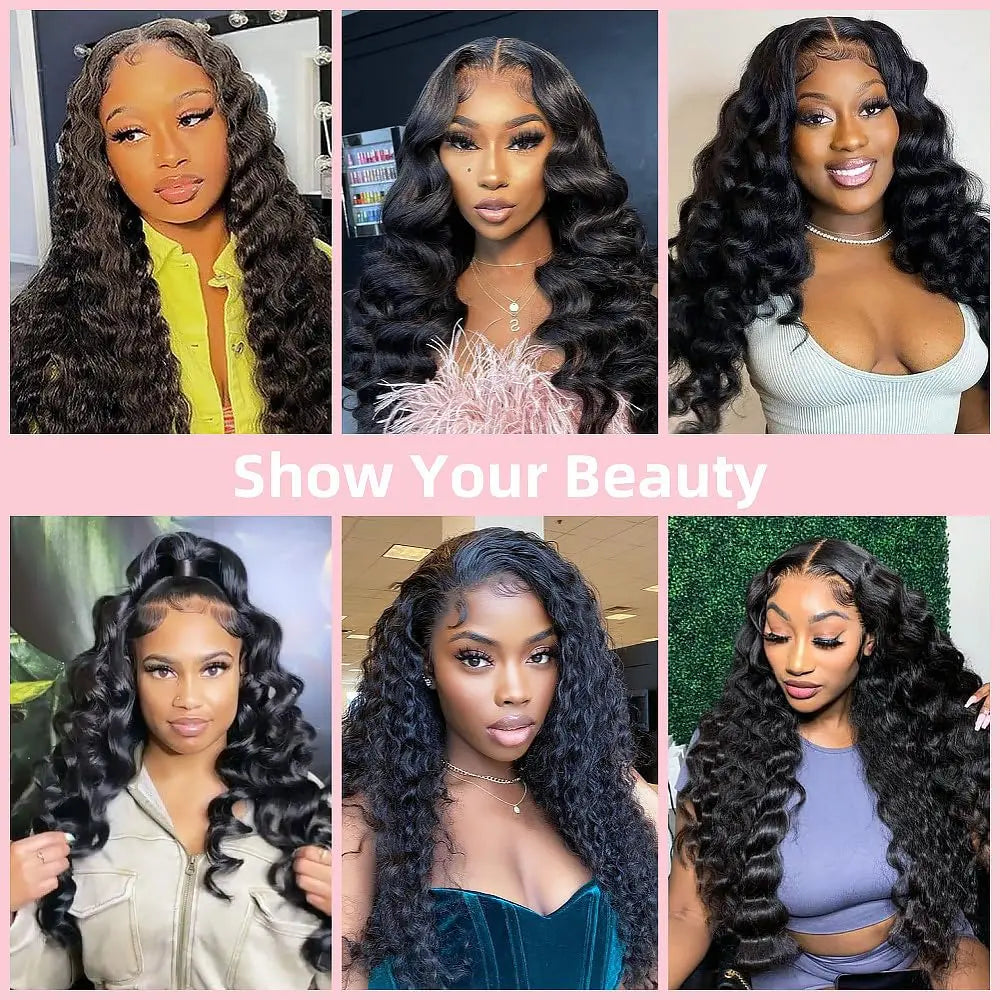Loose Deep Wave Bundles Human Hair 3 Bundles 22 24 26 Inch 100% Unprocessed Human Hair Can Be Dyed and Bleached Natural Black