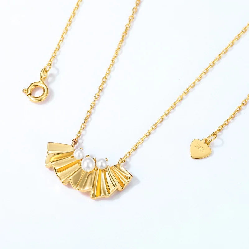 Romantic Gesang Flower Shell Bead 18K Gold PT950 Platinum Necklace Silk Neck Chain Silver Plated 7-Layer Gold