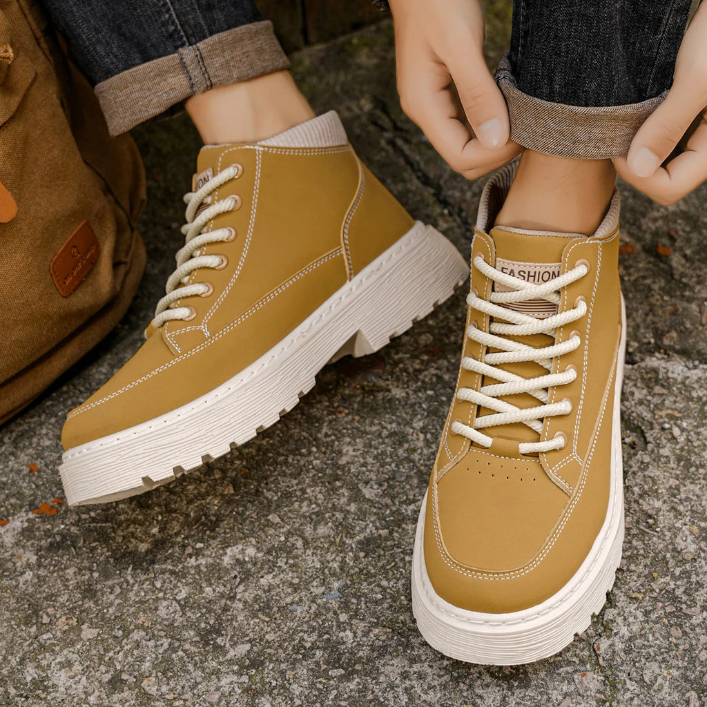 2025 Autumn/Winter High-Top Men's Boots, Anti-Slip and Wear-resistant Casual Leather Shoes, Work Boots