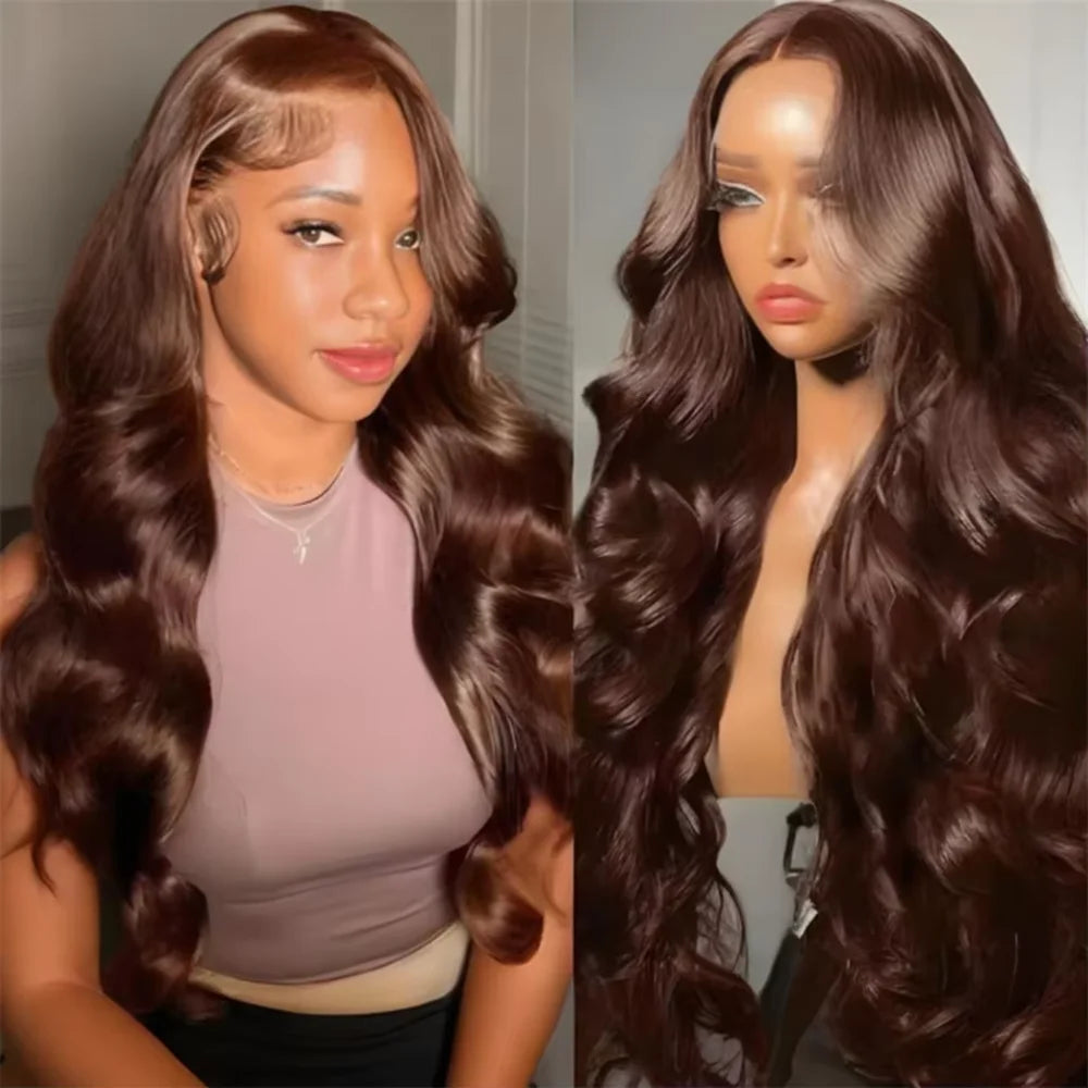 13x4 Chocolate Brown Body Wave Lace Front Wig 40 46 Inch Brazilian Human Hair Wigs Lace Front Wig 13x6 Brown Wig For Women