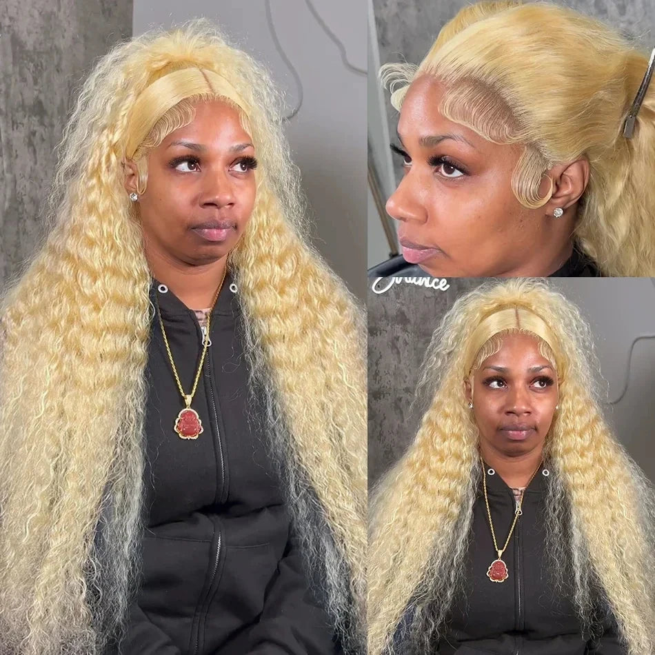 Blonde 613 HD Lace Frontal Wig 13x6 Blonde Water Wave Remy Human Hair 13x4 Lace Pre-Plucked Brazilian 100% Colored Curly Wigs