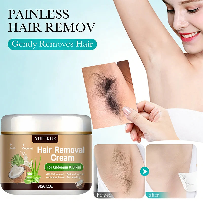 Yuitikue Underarm & Bikini Hair Removal Cream, 60g Aloe & Coconut Infused Hair Remover for Delicate & Smooth Skin, Moisturizing Click on the "More payment options" below in red colour to pay securely with credit/debit 💳