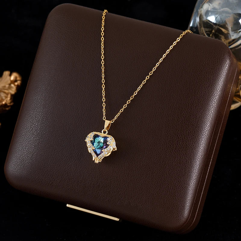 GANEMLY 316L Stainless Steel Eagle Phoenix Pendant Necklace For Women New Trendy 18K Gold Plated Neck Chain Waterproof Jewelry