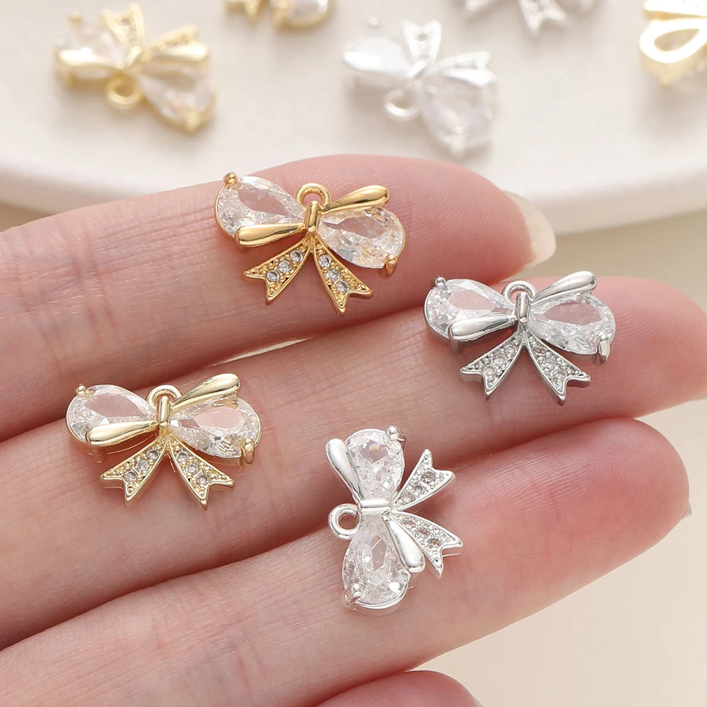 2Pcs/Pack 14/18K Gold Color Plated Butterfly Shape Pendants with Zircon for Necklace Jewelry Making Supplies Accessories