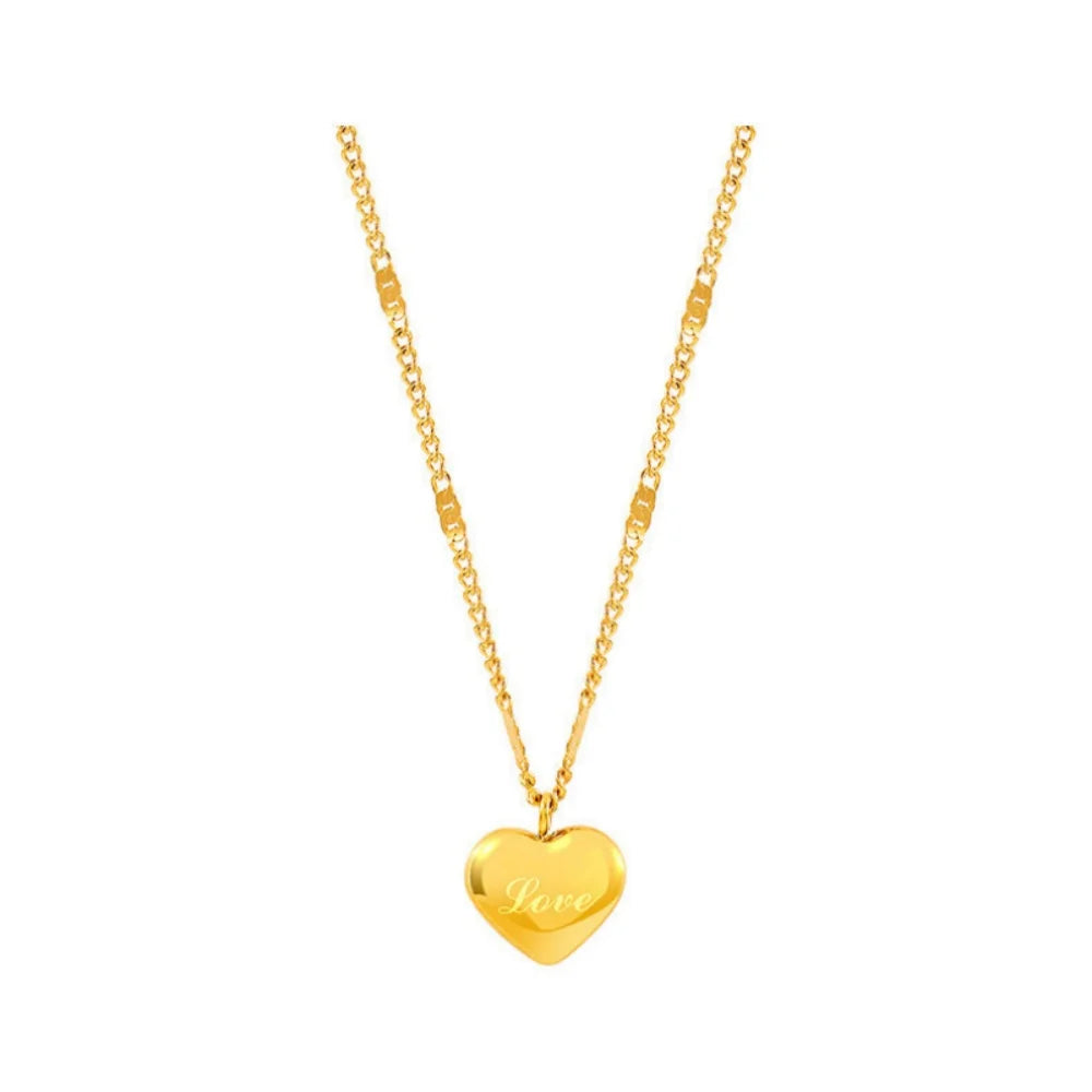 2025 New Titanium Steel Gold plated Love Heart Pendant Necklace For Women Trendy Simple Neck Light luxury Jewelry Gift Choker