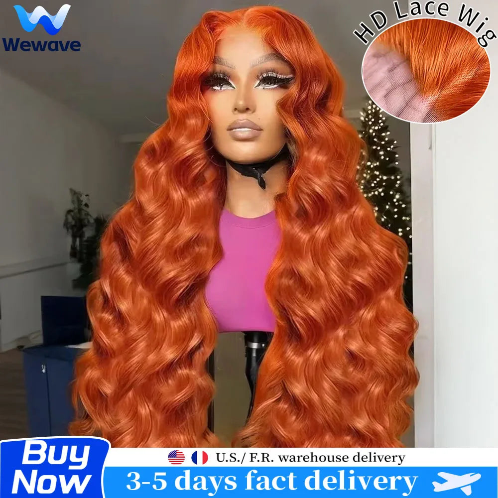 Wewave Body Wave Human Hair Wigs Body Wave Wig Ginger Wig Human Hair 350 HD Lace Wig 13x6 Brazilian Hair 200% Density Baby Hair