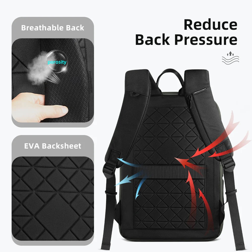 HK Business Men's Backpack 15.6 Inch Laptop Bag Waterproof Travel Backpack with USB Port Multifunctional Outdoor Hiking Backpack