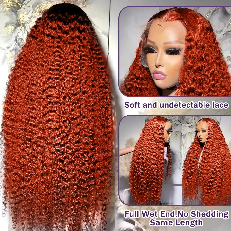Nexora 350 Ginger Deep Wave Human Hair Wig 30 Inch 13x4 Lace Front  Wig Water Wave 13x6 Frontal For Women Curly Wigs Hd Lace