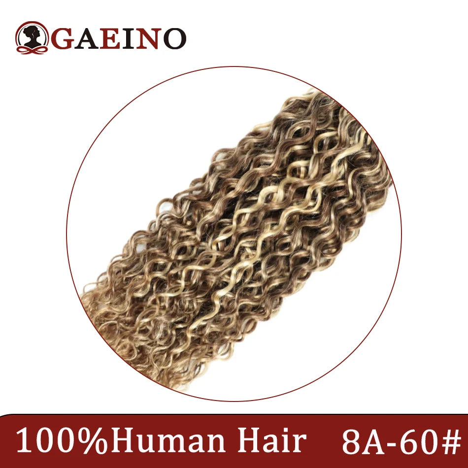 Water Wave Human Hair Weft Extension Dirty Blonde Curly Hair Sew In Weft Hair Extensions Double Weft Remy Hair Wet And Wavy 100G