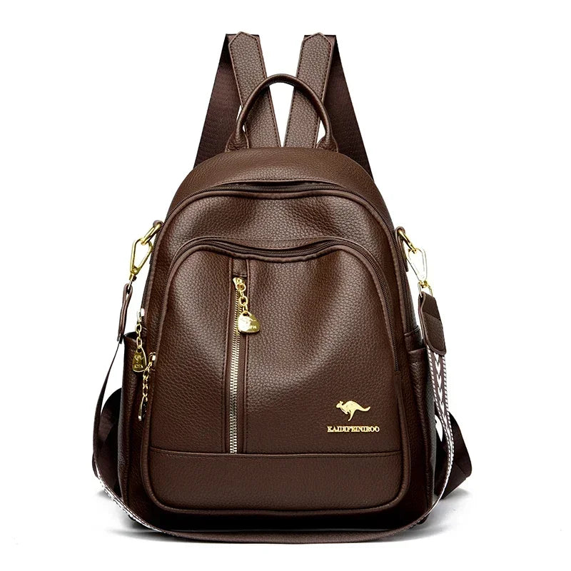 New Classical Fashion High Quality Soft Leather Travel Backpack Women Large Capacity Luxury Shoulder Bags School Bag Backpacks