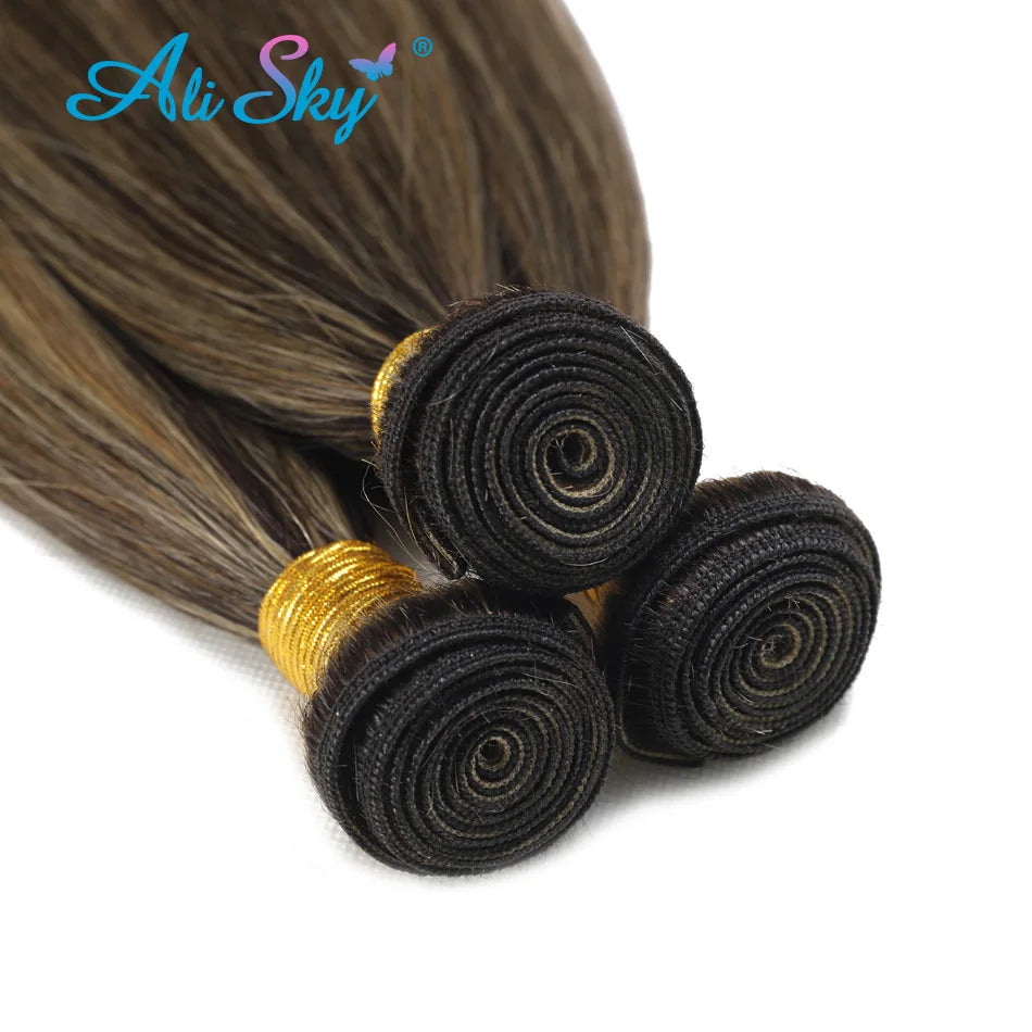 Straight Hair Bundles Mixed Color 1B 27 100%Human Hair 1/3/4Bundles Remy Hair Weave Extension Honey Blond Brazilian Virgin Hair