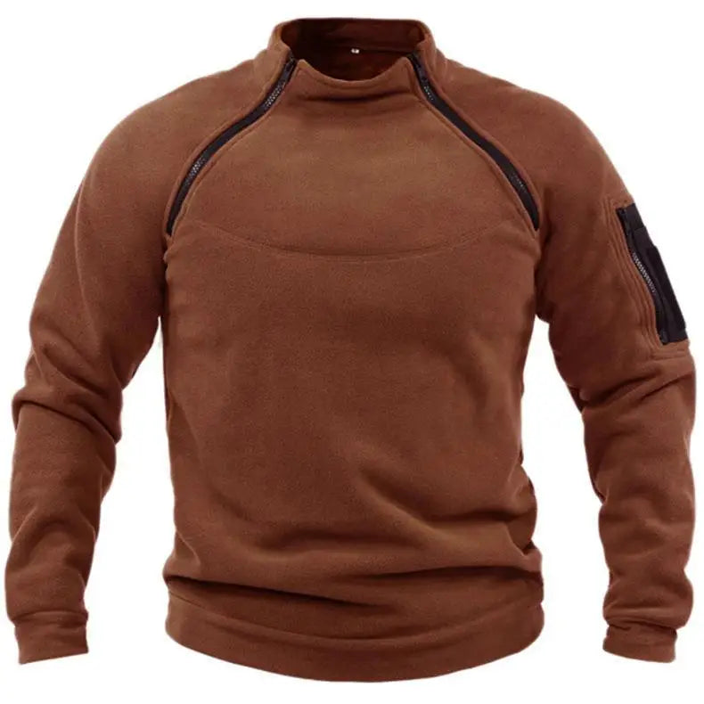 Mens Tactical Pullover Casual Military Sweatshirt Fleece Jacket Standing Collar Pullover Solid Color Sweater Windproof Clothes