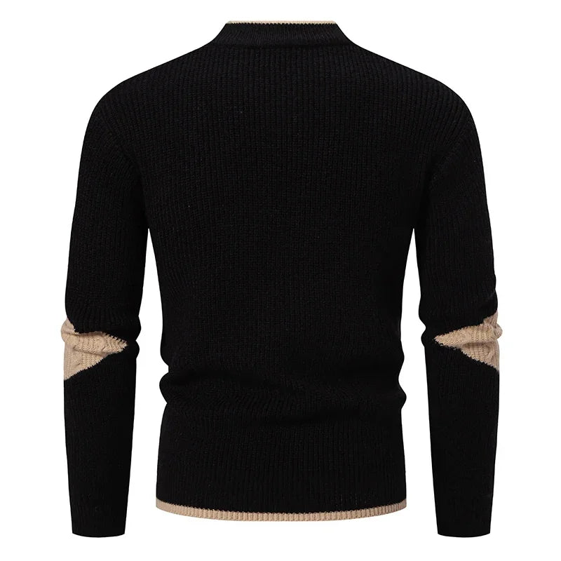 High Quality Men's New Autumn and Winter Casual Warm Color Block Sweater Knit Tops Man Clothes