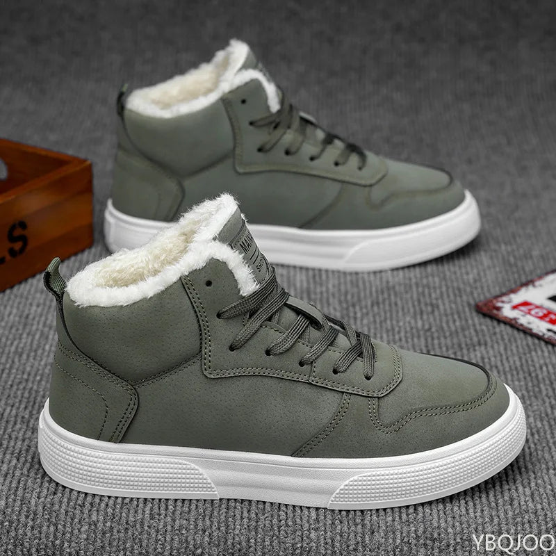 Fashionable versatile men's shoes high top cotton shoes men's winter warm plush casual comfortable board shoes sports shoes