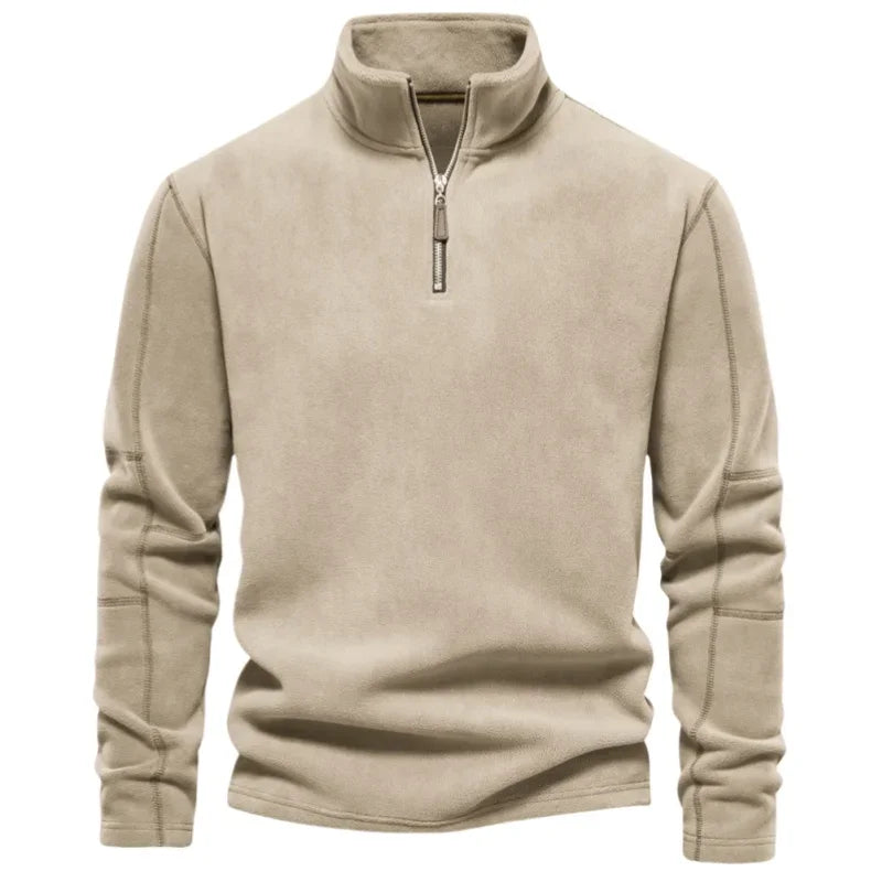 Autumn Winter Warm Pullover Men Casual Fleece Sweatshirts Sweater Male Zip Up Sweatshirt Stand Up Collar Blouse Tops Men Clothes