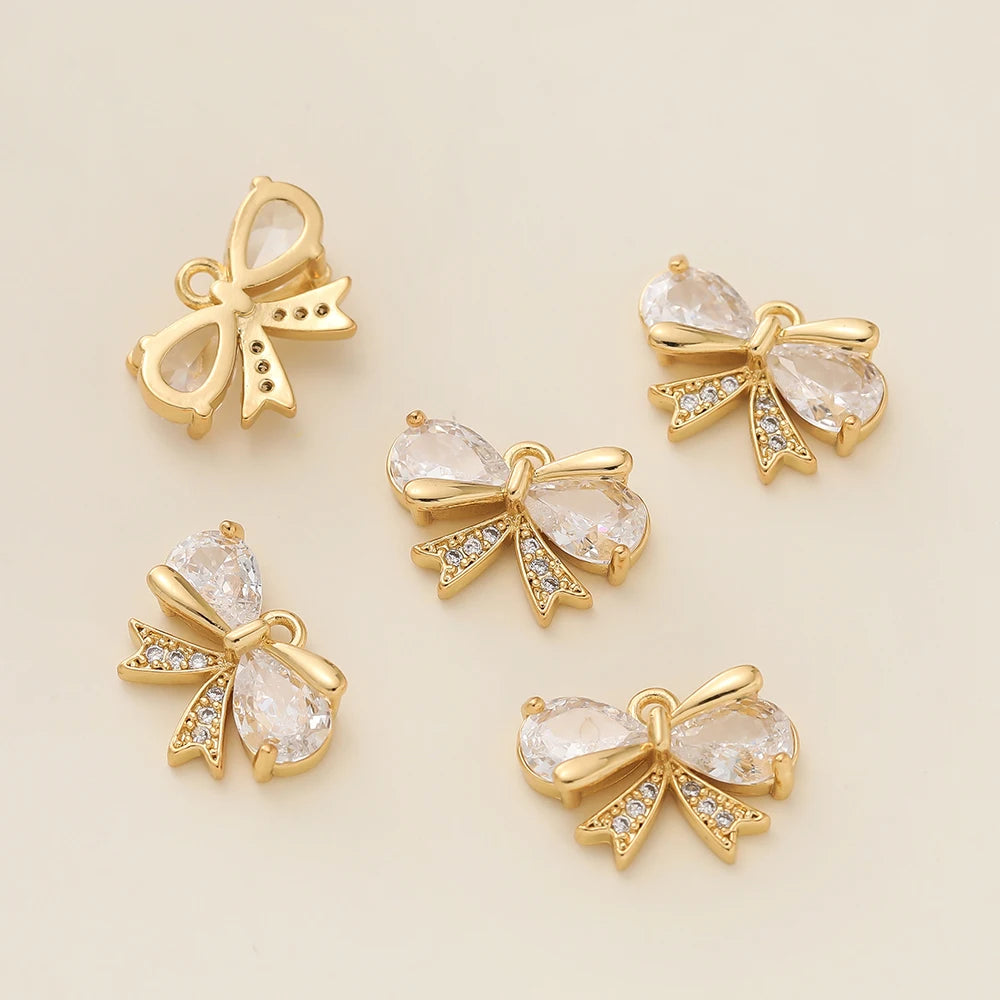2Pcs/Pack 14/18K Gold Color Plated Butterfly Shape Pendants with Zircon for Necklace Jewelry Making Supplies Accessories