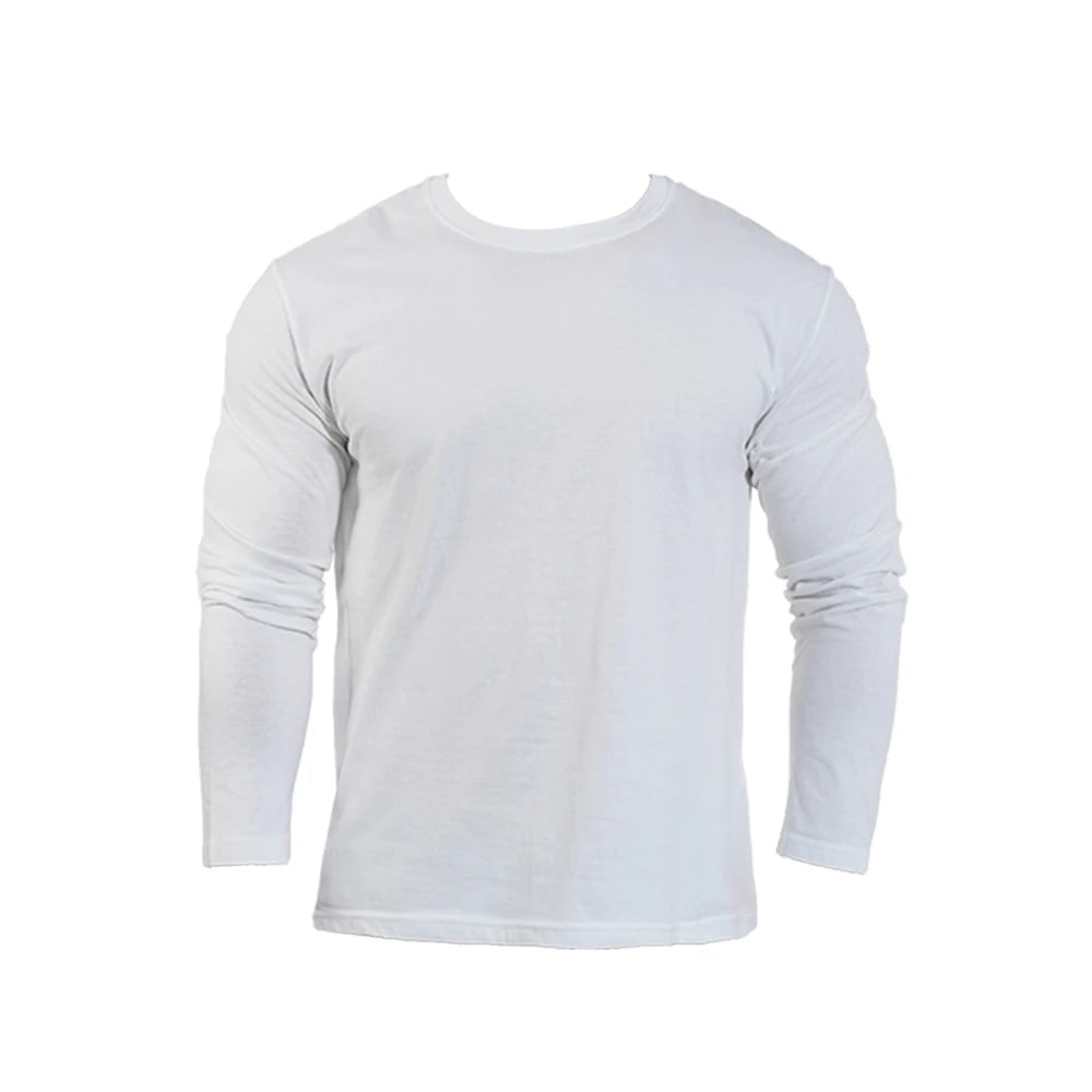 Black White Men's Long Sleeve T Shirt Crew Round Neck Casual Cotton Tops M-3XL Man Plus Size T-Shirt Clothes High Stretch