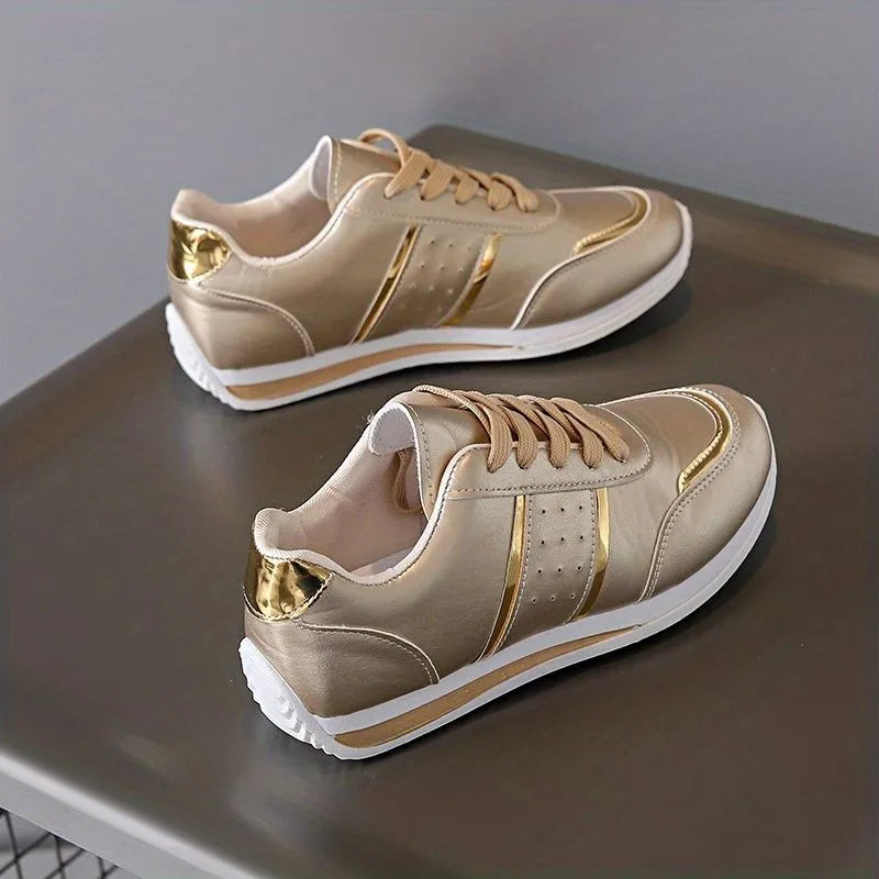 new arrival sneakers for women's vulcanize shoes black golden sports casual designer shoes for woman white trainers