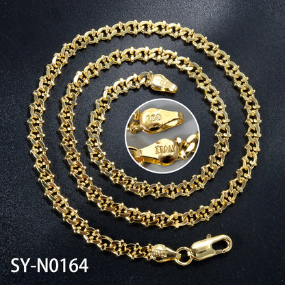 Fashion luxury Italy 750 18k gold plated Copper Link Chain Necklace For Women Jewelry Man Neck Accessories Charms Party Gift