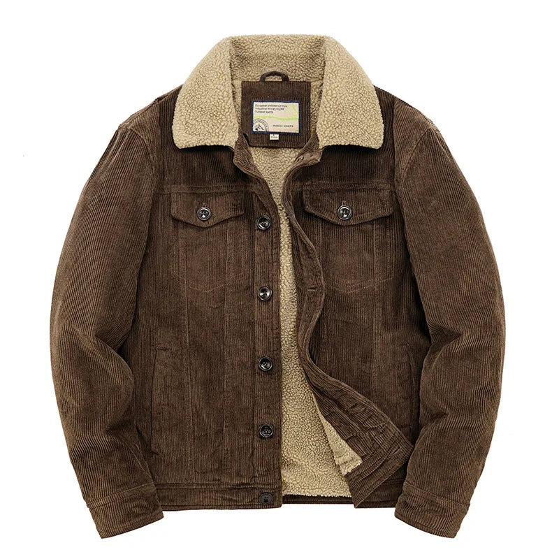 Fashion Solid Color Cotton Jacket clothes Men's Winter Zipper Jacket Plus Velvet Overcoat Corduroy Tooling Casual Parka Korean