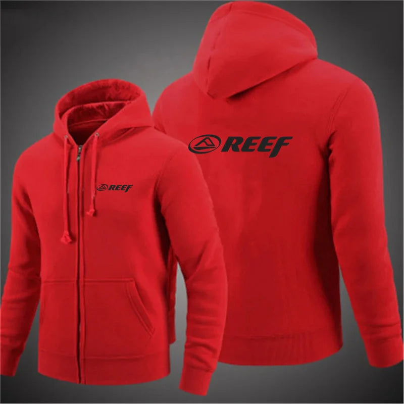 2024 Fashion Fitness Reef Hoodie Spring and Autumn Outdoor Sports Loose Tops Men's Street Style Zipper Coat Oversized Clothes