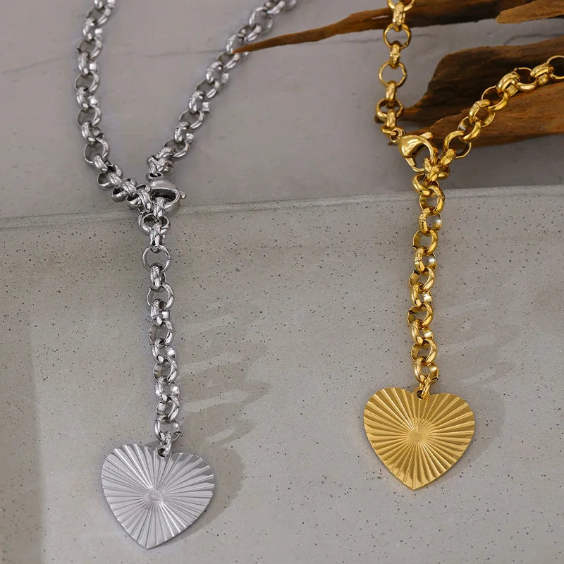 316L Stainless Steel Heart Love Pendant Necklace For Women Fashion 18K Gold Plated Neck Chain Waterproof Jewelry Gift