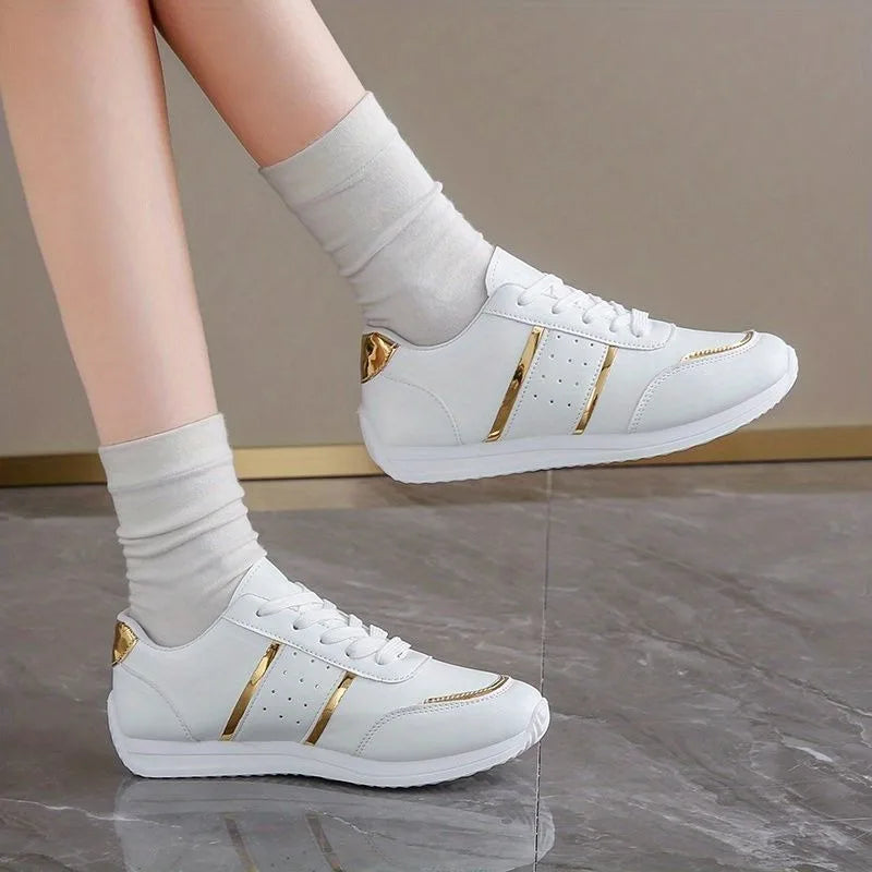 new arrival sneakers for women's vulcanize shoes black golden sports casual designer shoes for woman white trainers