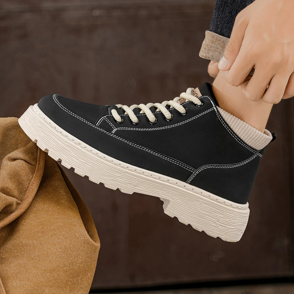 2025 Autumn/Winter High-Top Men's Boots, Anti-Slip and Wear-resistant Casual Leather Shoes, Work Boots