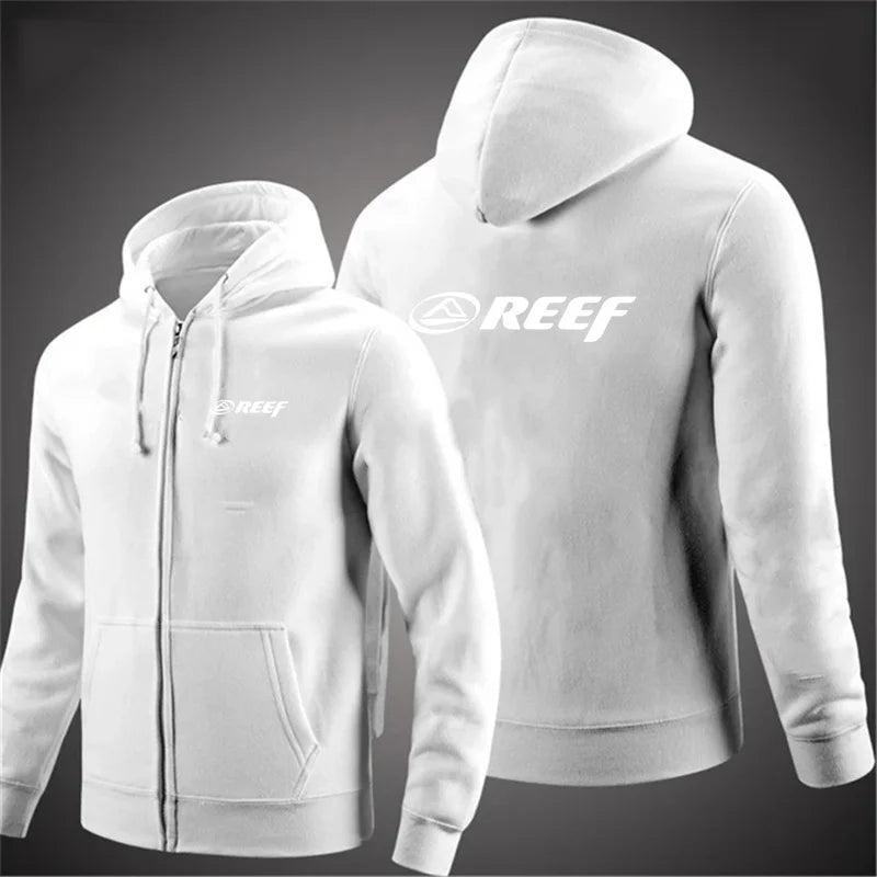 2024 Fashion Fitness Reef Hoodie Spring and Autumn Outdoor Sports Loose Tops Men's Street Style Zipper Coat Oversized Clothes