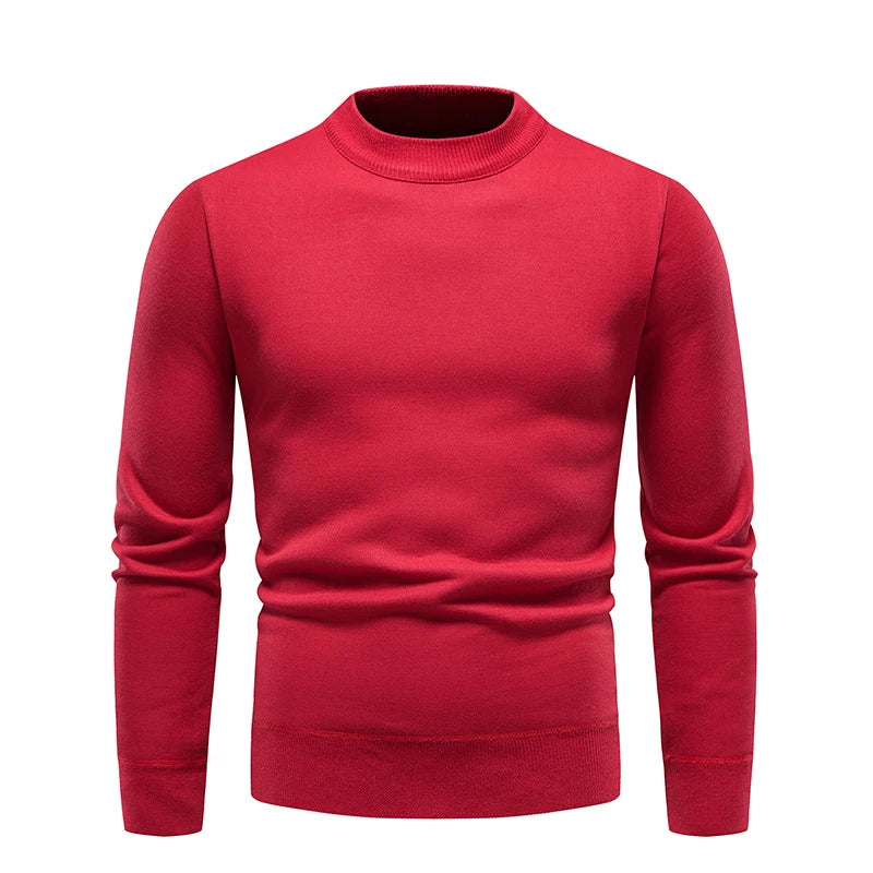 Sweater Men Autumn Winter Jumper Fleece Thickened New Korean Knitwear O-neck Solid White Black Cold Blouse Bottom Shirt Clothes
