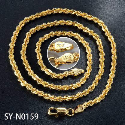 Fashion luxury Italy 750 18k gold plated Copper Link Chain Necklace For Women Jewelry Man Neck Accessories Charms Party Gift